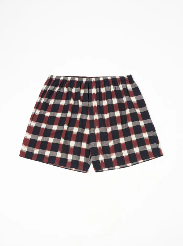 3 Pack Boxer Short In NavyBrown Check Ikat Men Universal Works Underwear