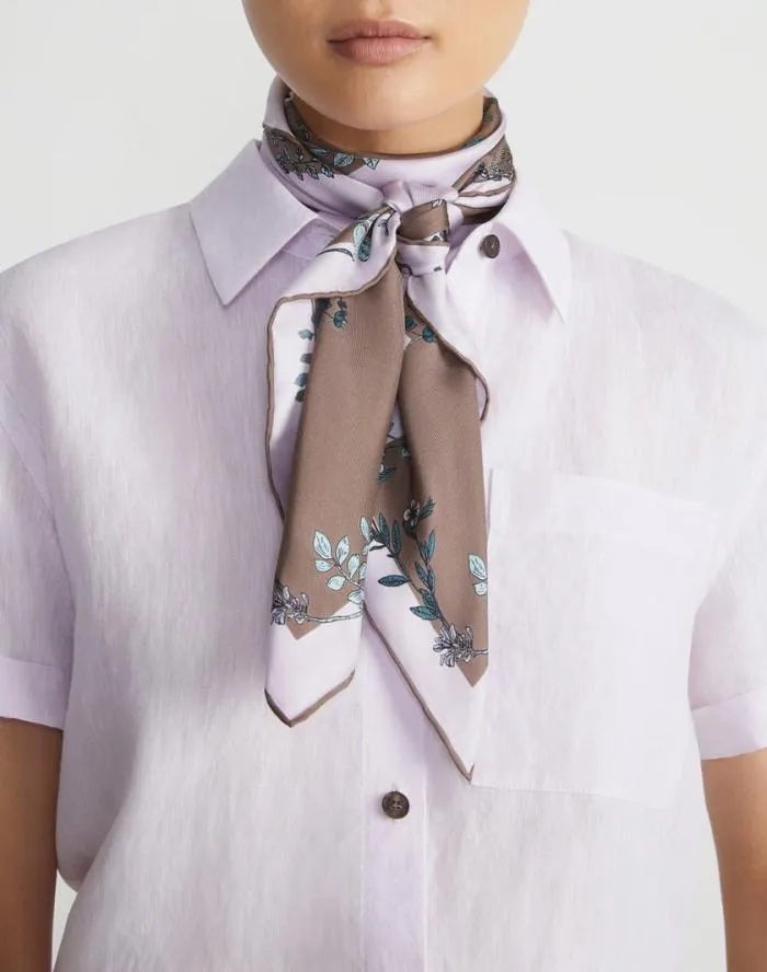 Accessories Flora Trail Print L Beam Silk Scarf Acorn Multi Lafayette 148 New York Wraps and Scarves
