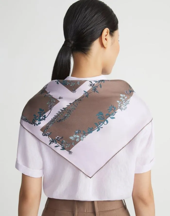 Accessories Flora Trail Print L Beam Silk Scarf Acorn Multi Lafayette 148 New York Wraps and Scarves