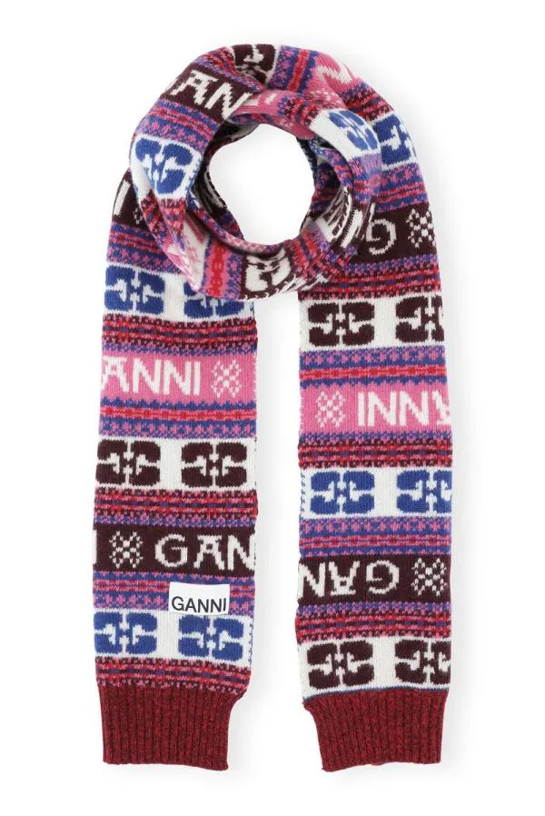 Accessories GANNI Scarves Graphic Wool Scarf Multicolour