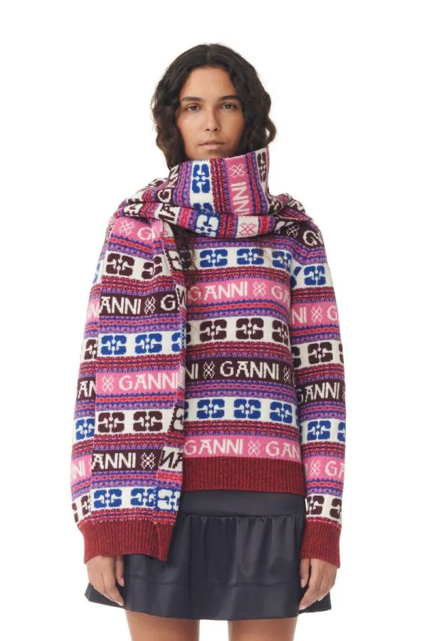 Accessories GANNI Scarves Graphic Wool Scarf Multicolour Accessories GANNI Scarves Graphic Wool Scarf Multicolour