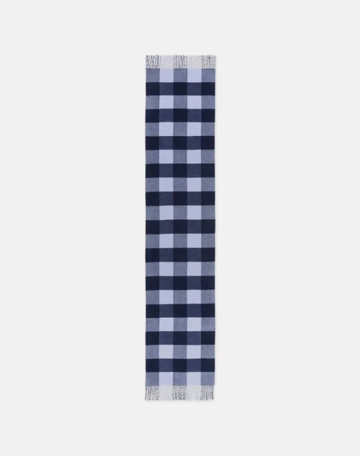 Accessories Gingham WoolCashmere Double Face Reversible Pocket Shawl Midnight Blue Multi Lafayette 148 New York Winter Accessories