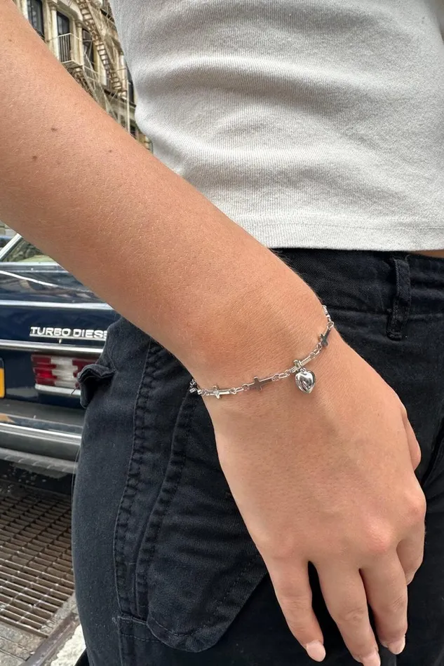Accessories Heart Cross Chain Bracelet Brandy Melville JEWELRY