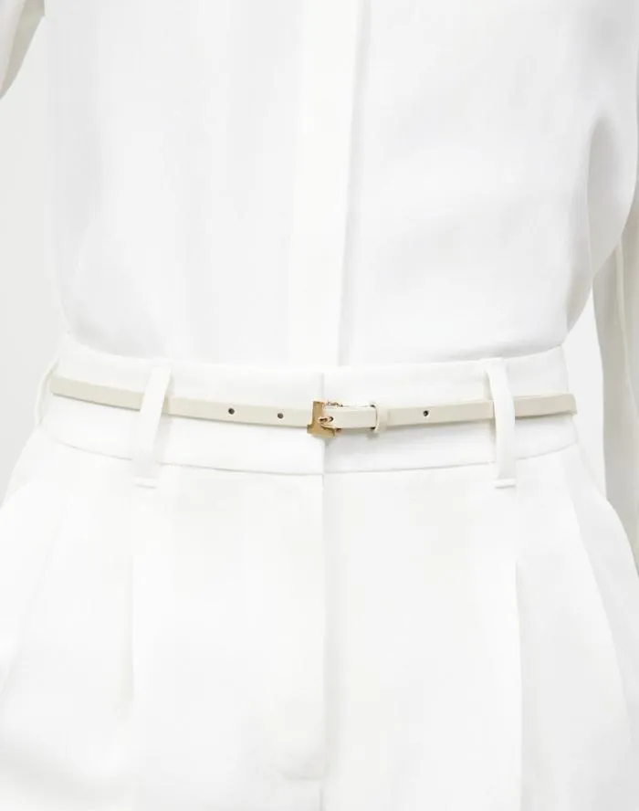 Accessories Nappa Leather L Beam Skinny Belt Almond Lafayette 148 New York Belts