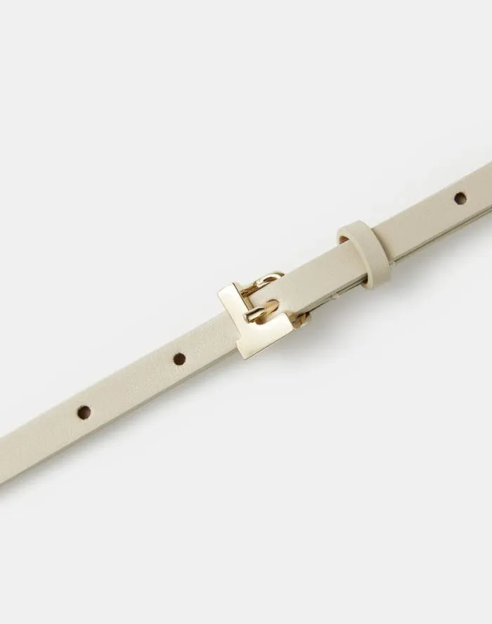 Accessories Nappa Leather L Beam Skinny Belt Almond Lafayette 148 New York Belts