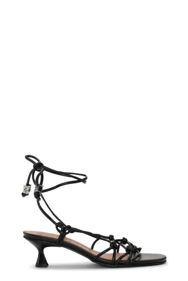 AccessoriesShoes GANNI Heels Black Knots Kitten Heel Sandals Black