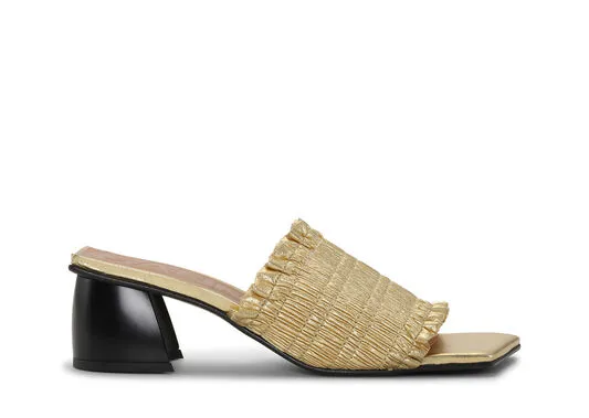 AccessoriesShoes GANNI Heels Gold Smock Mid Heel Mules Gold