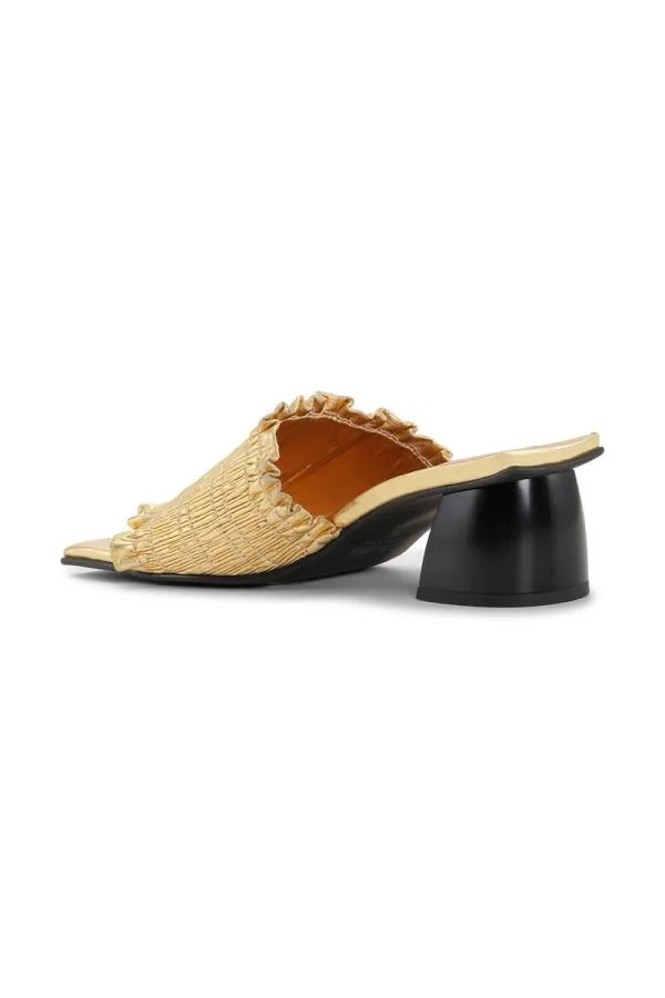 AccessoriesShoes GANNI Heels Gold Smock Mid Heel Mules Gold AccessoriesShoes GANNI Heels Gold Smock Mid Heel Mules Gold