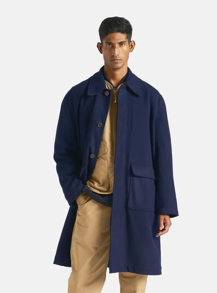 Account Coat In Navy Melton Men Universal Works Coats and Outerwear