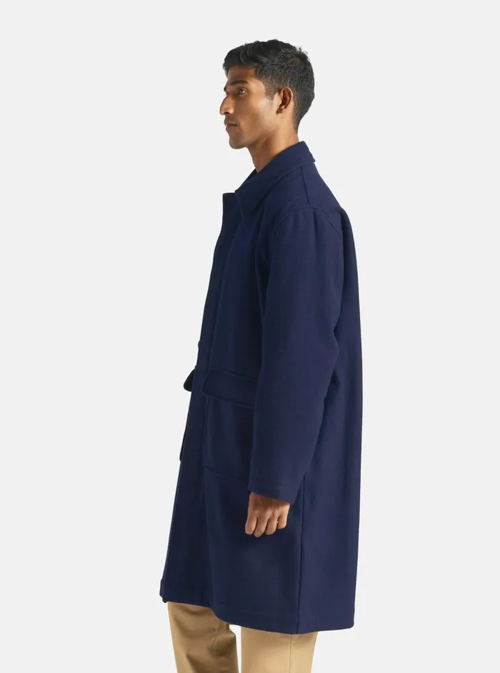 Account Coat In Navy Melton Men Universal Works Coats and Outerwear