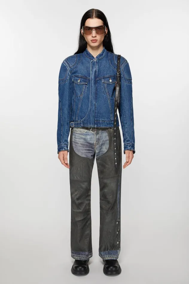 Acne Studios Biker Denim Jacket Mid Blue Men Outerwear