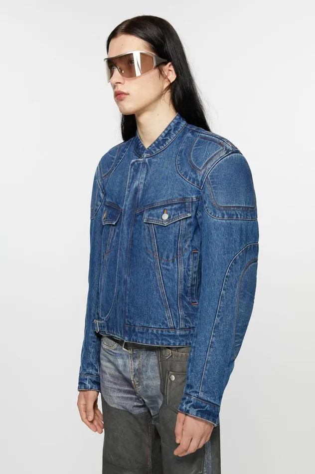 Acne Studios Biker Denim Jacket Mid Blue Men Outerwear