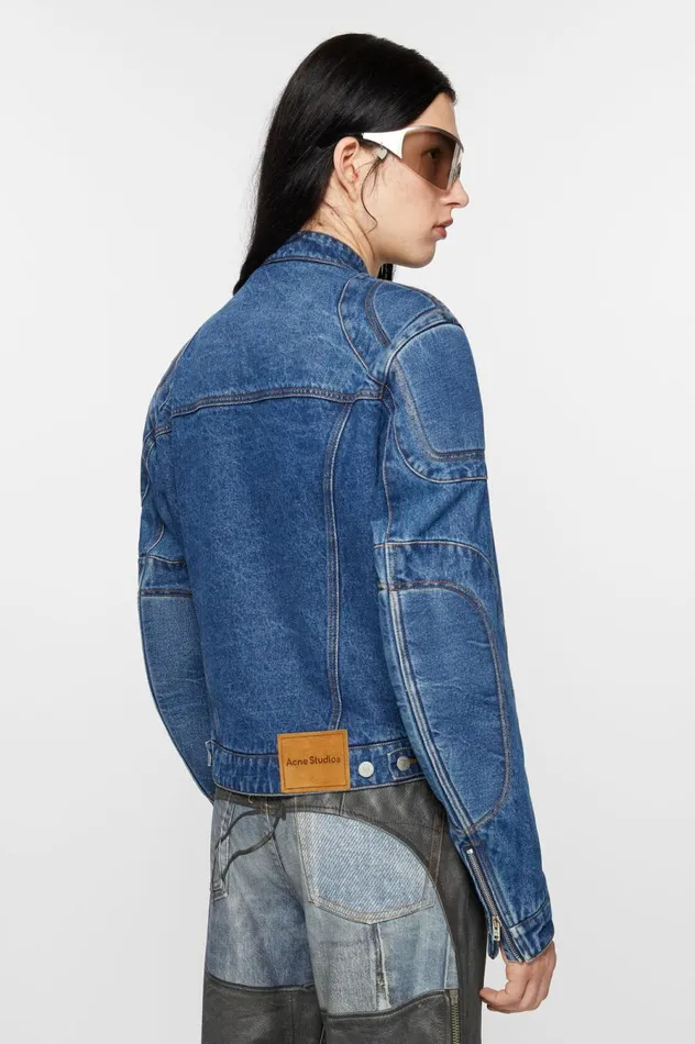 Acne Studios Biker Denim Jacket Mid Blue Men Outerwear