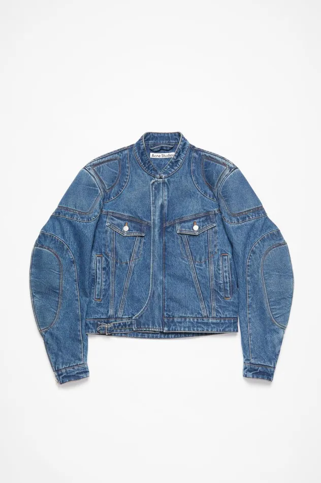 Acne Studios Biker Denim Jacket Mid Blue Men Outerwear
