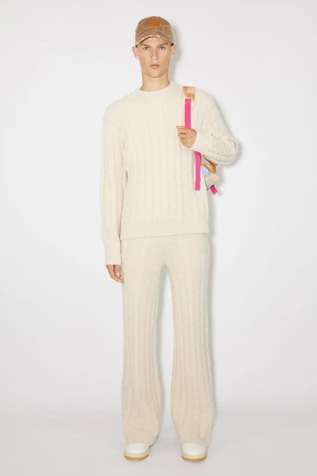 Acne Studios Cable Wool Trousers Oatmeal Melange Women Trousers