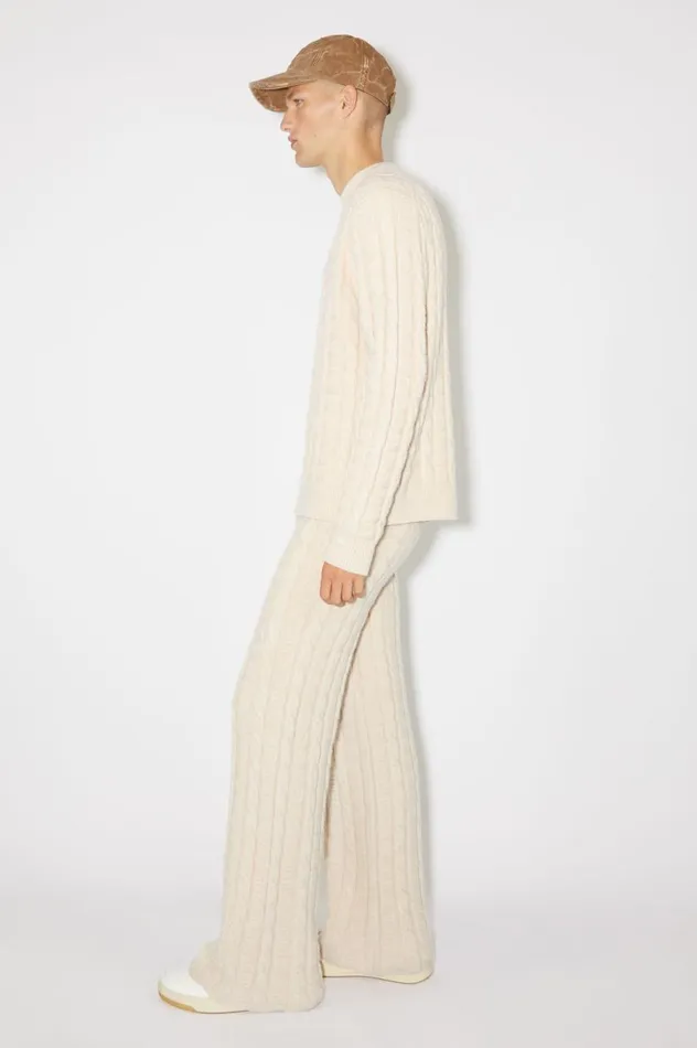Acne Studios Cable Wool Trousers Oatmeal Melange Women Trousers