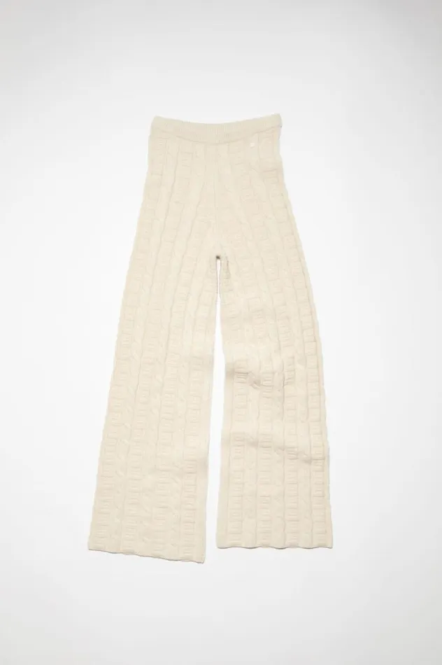 Acne Studios Cable Wool Trousers Oatmeal Melange Women Trousers