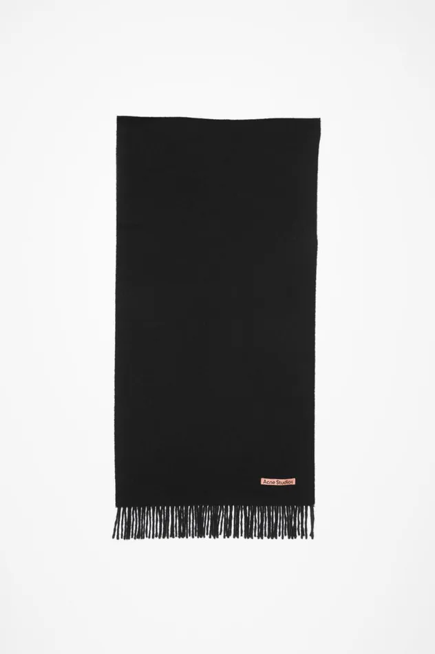 Acne Studios Cashmere Fringe Scarf 8211 Narrow Black Women Scarves