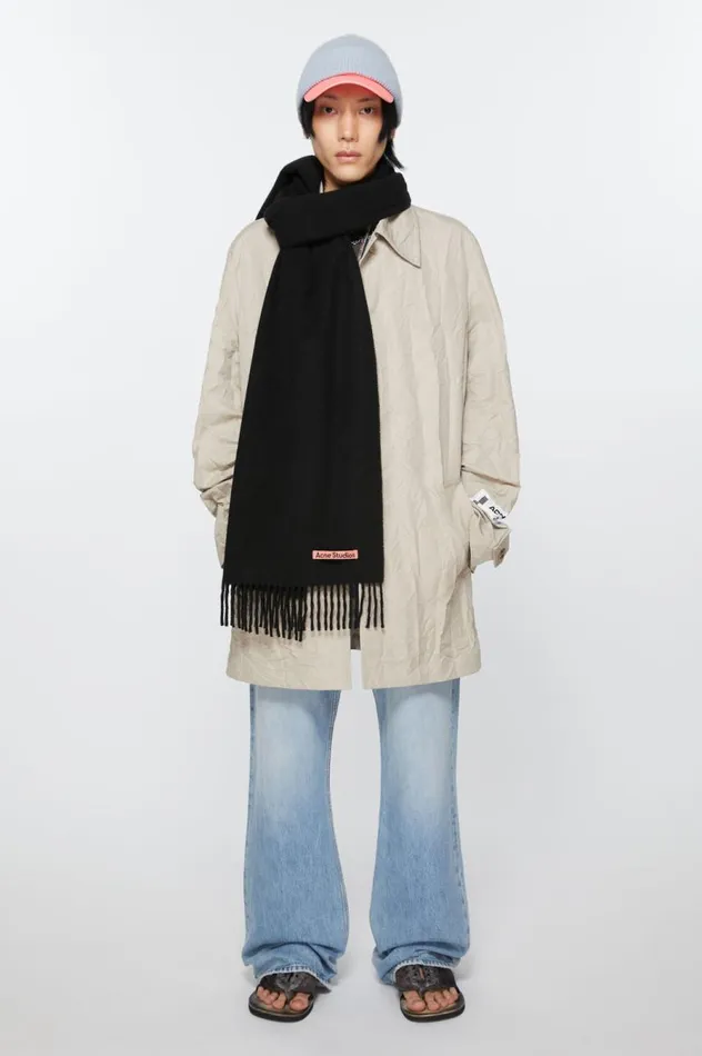 Acne Studios Cashmere Fringe Scarf 8211 Narrow Black Women Scarves