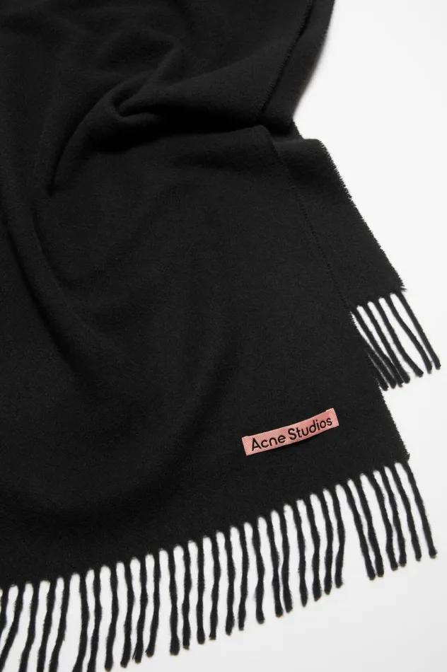 Acne Studios Cashmere Fringe Scarf 8211 Narrow Black Women Scarves