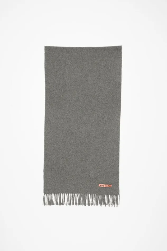 Acne Studios Cashmere Fringe Scarf 8211 Narrow Grey Melange Men Scarves