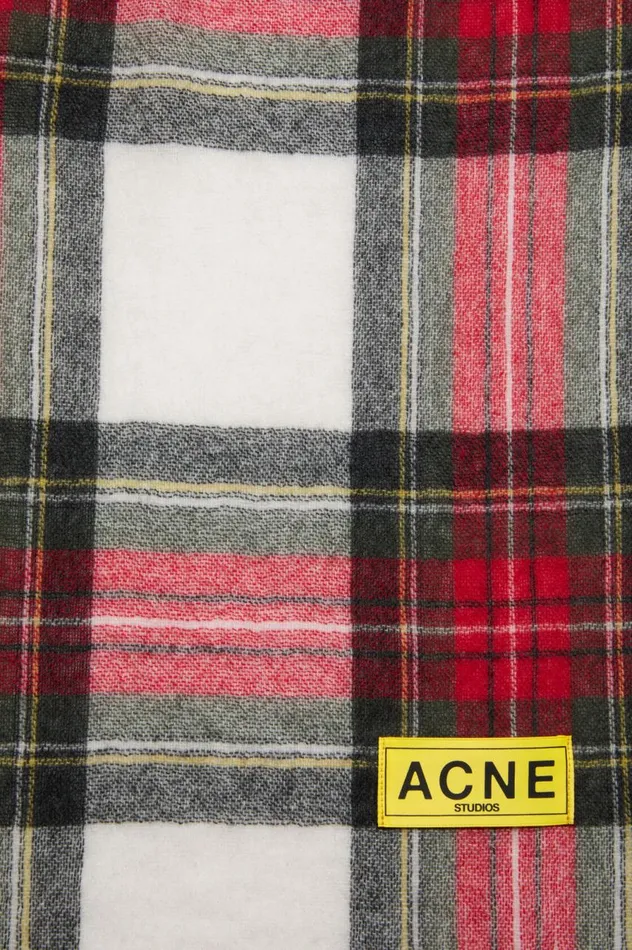 Acne Studios Check Fringe Scarf Blackredwhite Men Scarves