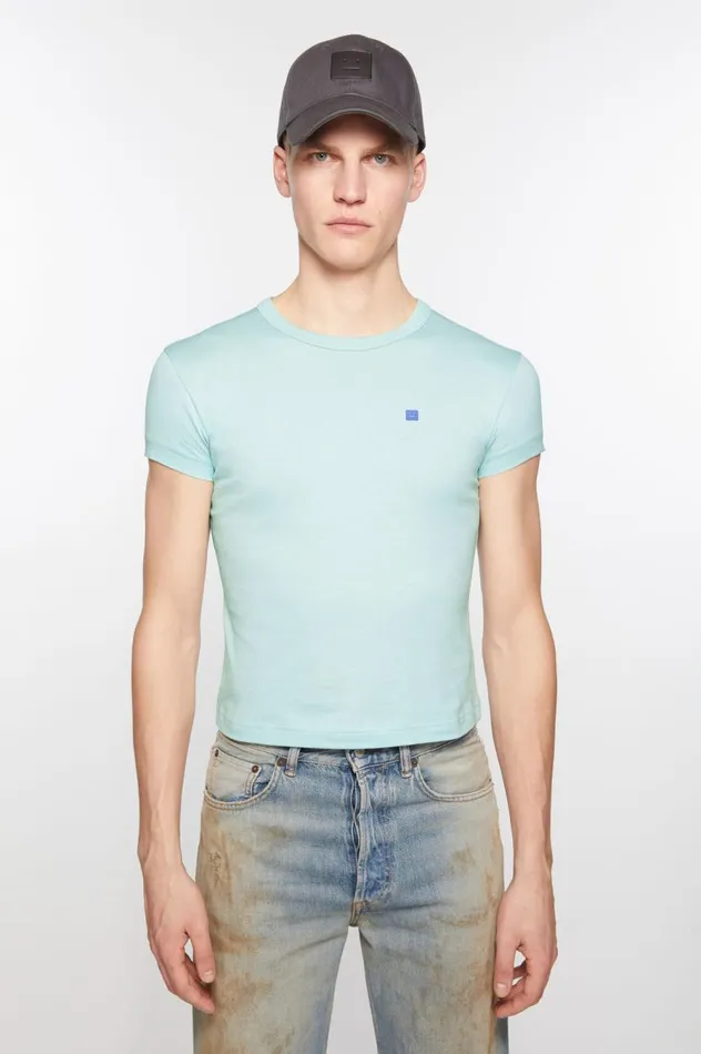 Acne Studios Crew Neck Tshirt 8211 Fitted Fit Dusty Blue Women Tshirts