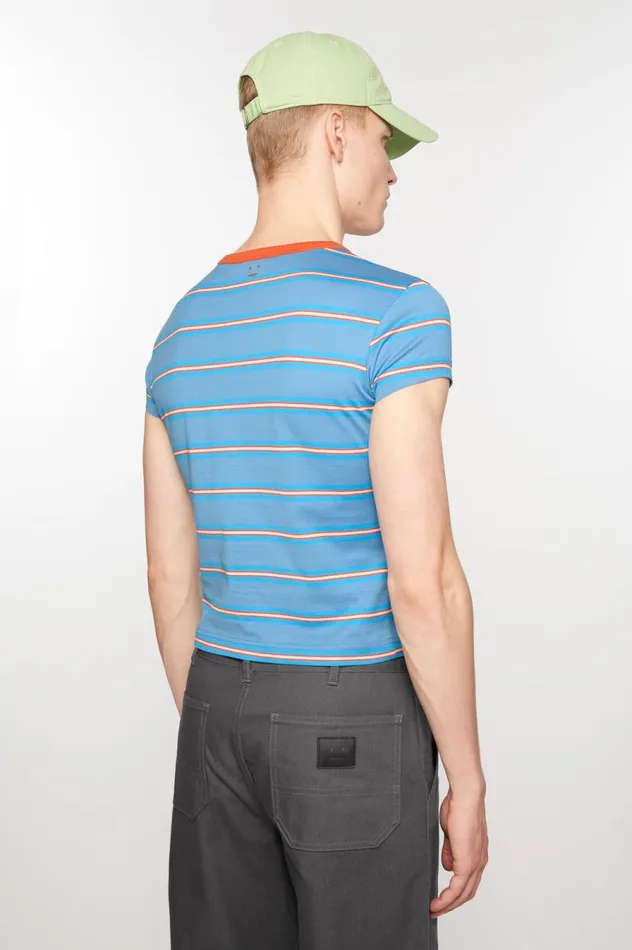 Acne Studios Crew Neck Tshirt 8211 Fitted Fit Sea Blue Men Tshirts