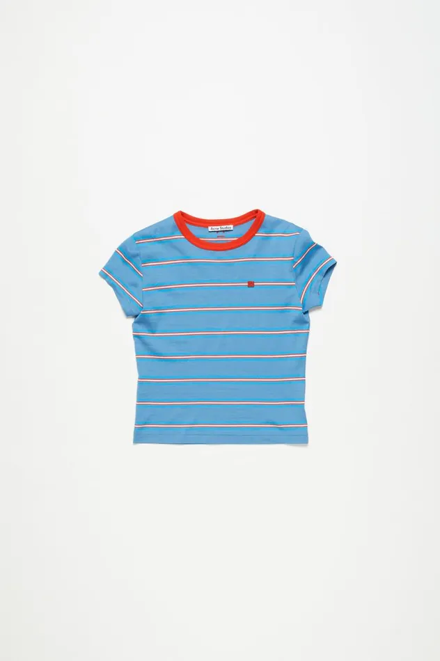 Acne Studios Crew Neck Tshirt 8211 Fitted Fit Sea Blue Men Tshirts