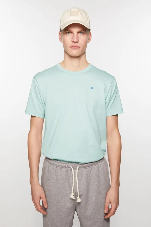 Acne Studios Crew Neck Tshirt Regular Fit Dusty Blue Men Tshirts
