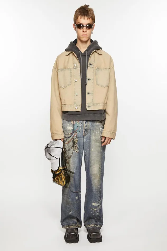 Acne Studios Denim Jacket 8211 Oversized Cropped Fit Light Sand Women Outerwear Acne Studios Denim Jacket 8211 Oversized Cropped Fit Light Sand Women Outerwear