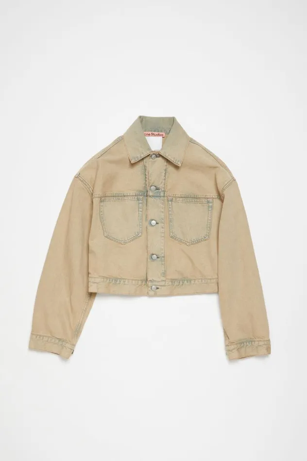 Acne Studios Denim Jacket 8211 Oversized Cropped Fit Light Sand Women Outerwear