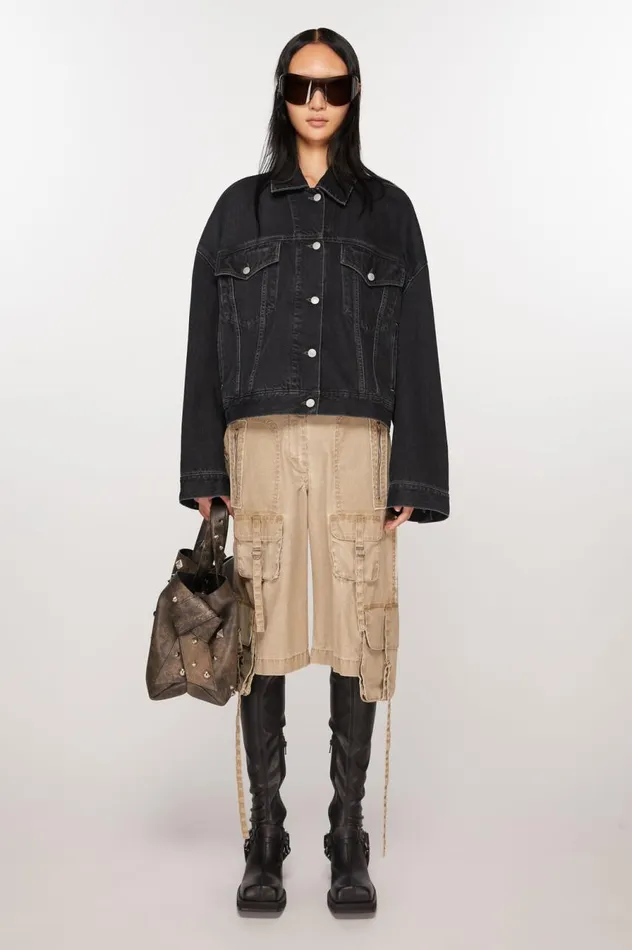 Acne Studios Denim Jacket 8211 Relaxed Cropped Fit Black Women Outerwear