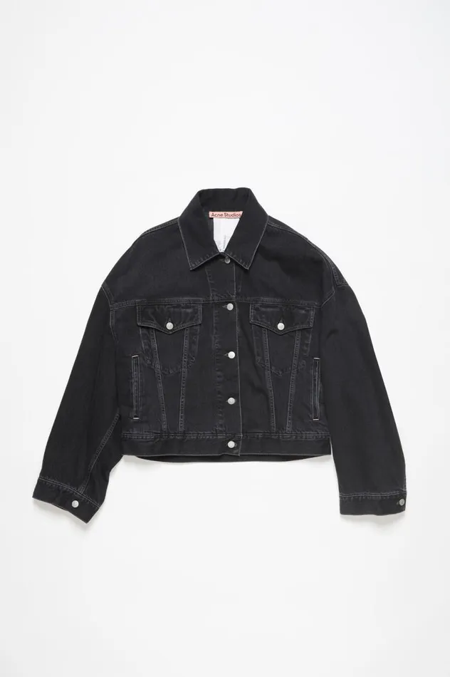 Acne Studios Denim Jacket 8211 Relaxed Cropped Fit Black Women Outerwear