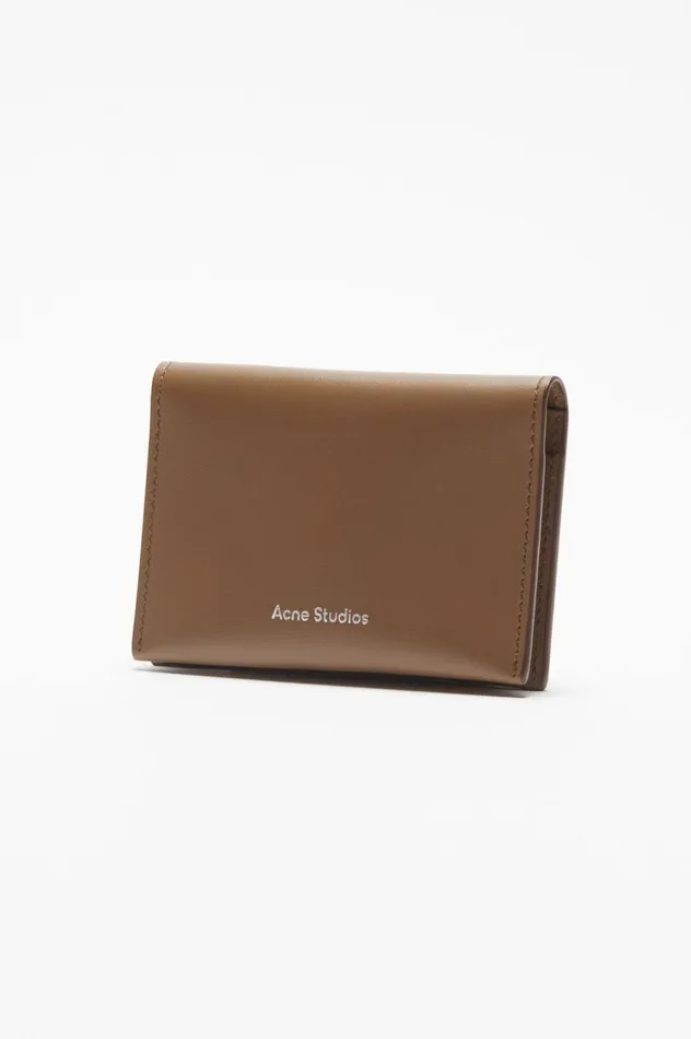 Acne Studios Folded Card Holder Camel Brown Men Small Leather Goods