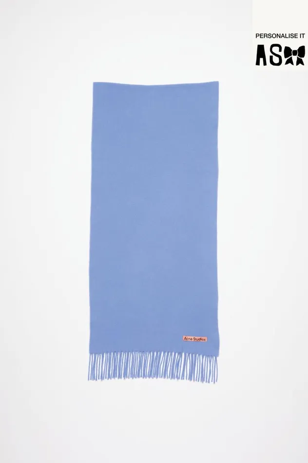 Acne Studios Fringe Wool Scarf 8211 Narrow Sweet Blue Women Scarves