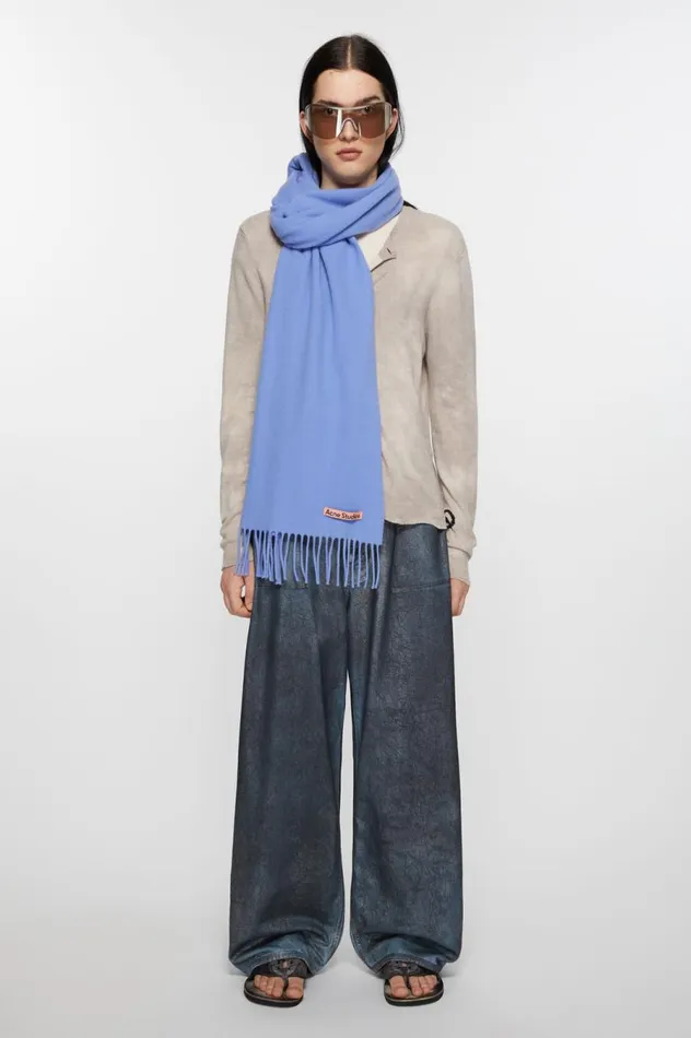 Acne Studios Fringe Wool Scarf 8211 Narrow Sweet Blue Women Scarves