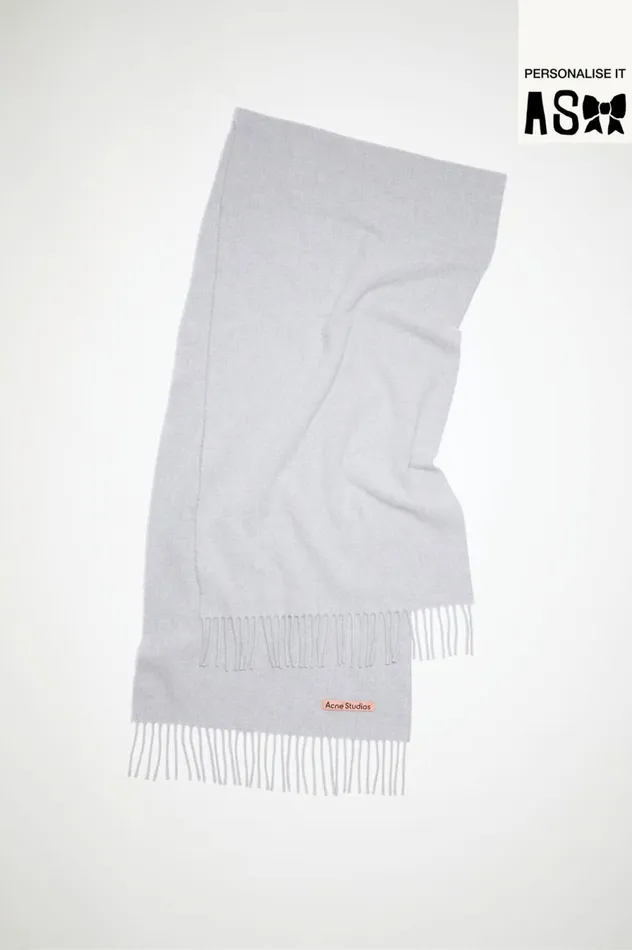 Acne Studios Fringe Wool Scarf Narrow Powder Blue Meacutelange Men Scarves