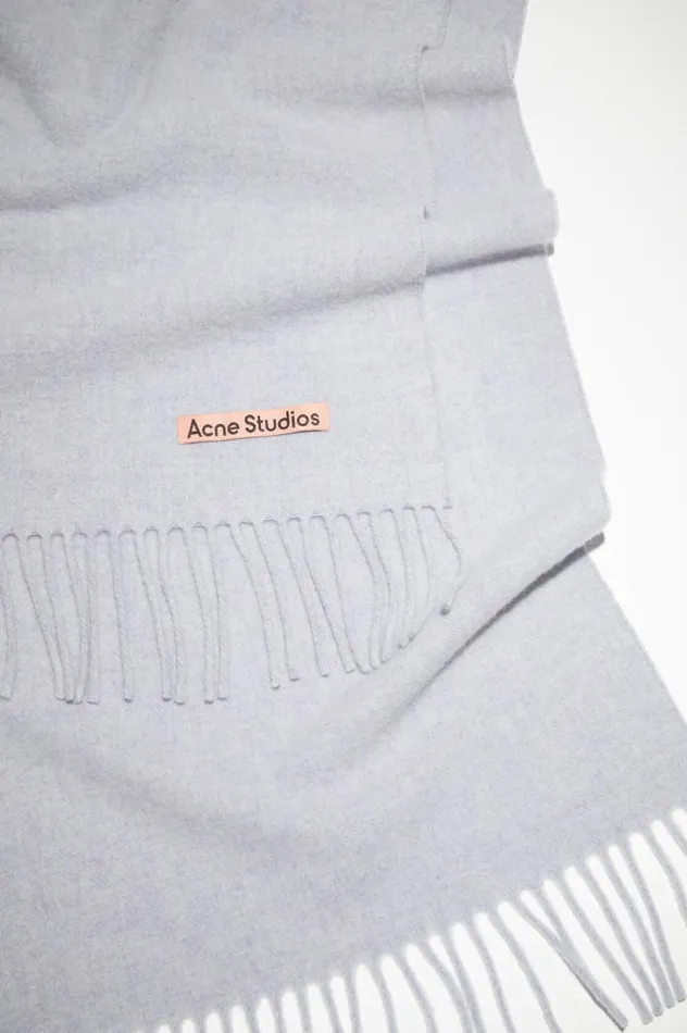 Acne Studios Fringe Wool Scarf Narrow Powder Blue Meacutelange Men Scarves