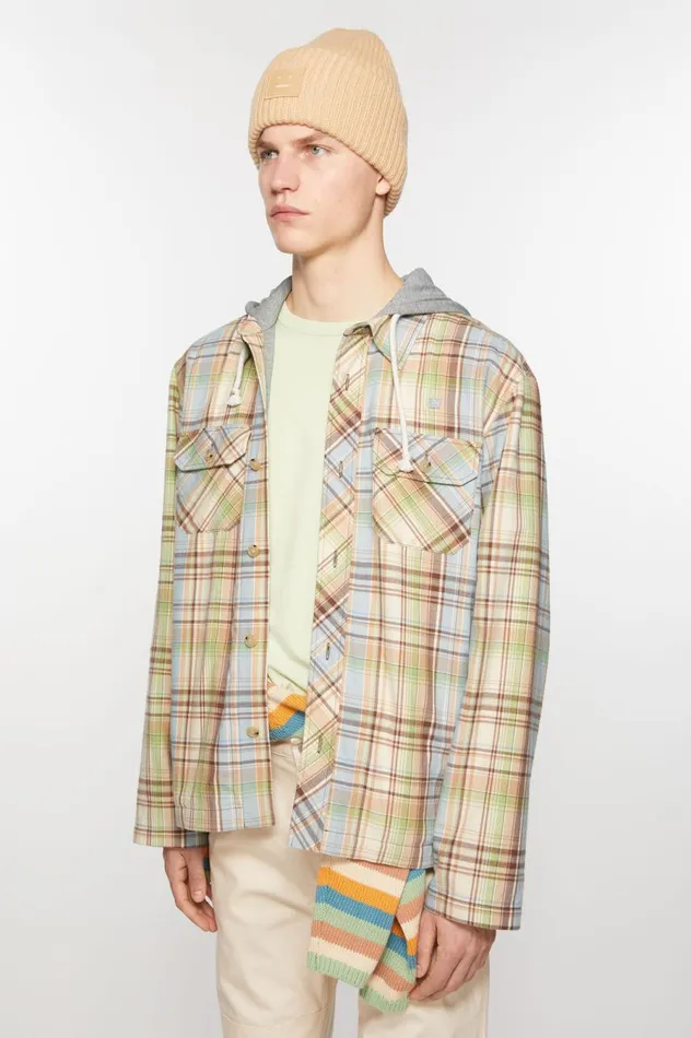 Acne Studios Hooded Overshirt Jacket Browngreen Men Outerwear
