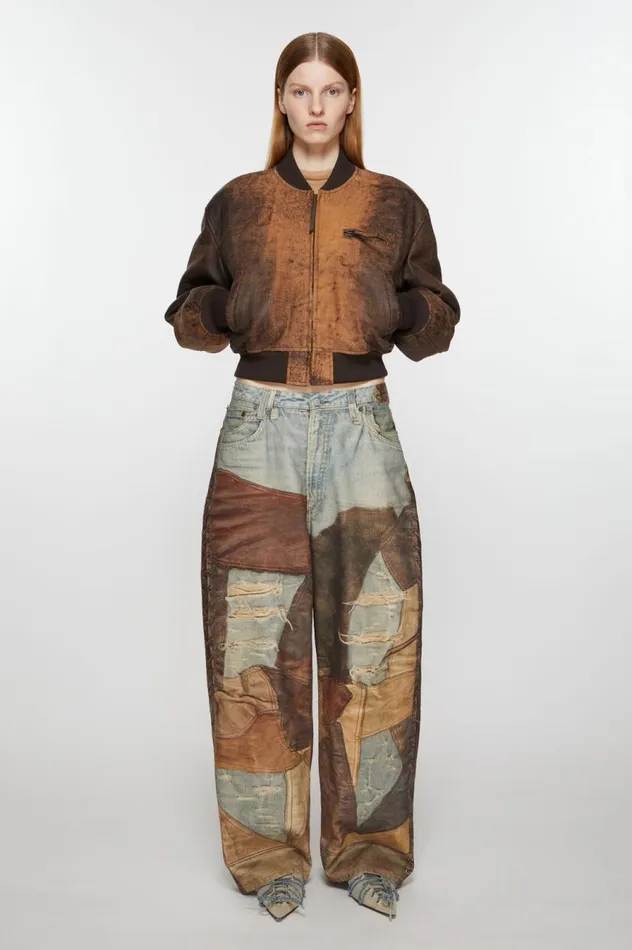 Acne Studios Leather Bomber Jacket Brown Women Outerwear
