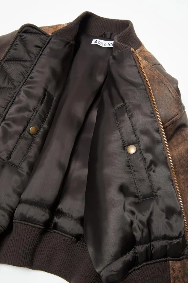 Acne Studios Leather Bomber Jacket Brown Women Outerwear