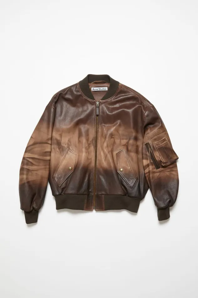 Acne Studios Leather Bomber Jacket Brown Women Outerwear