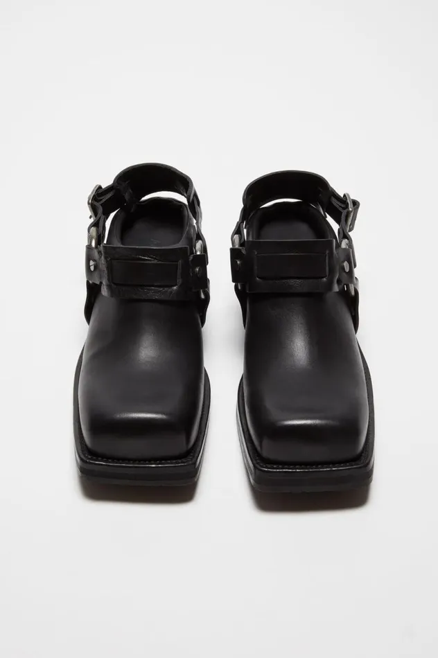 Acne Studios Leather Buckle Mule Black Women Shoes