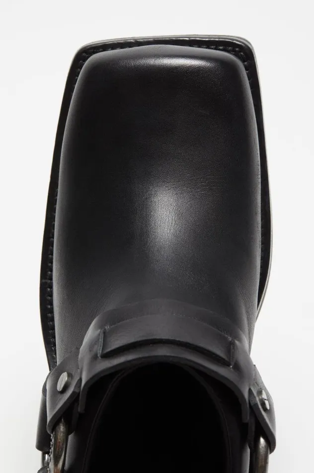 Acne Studios Leather Buckle Mule Black Women Shoes