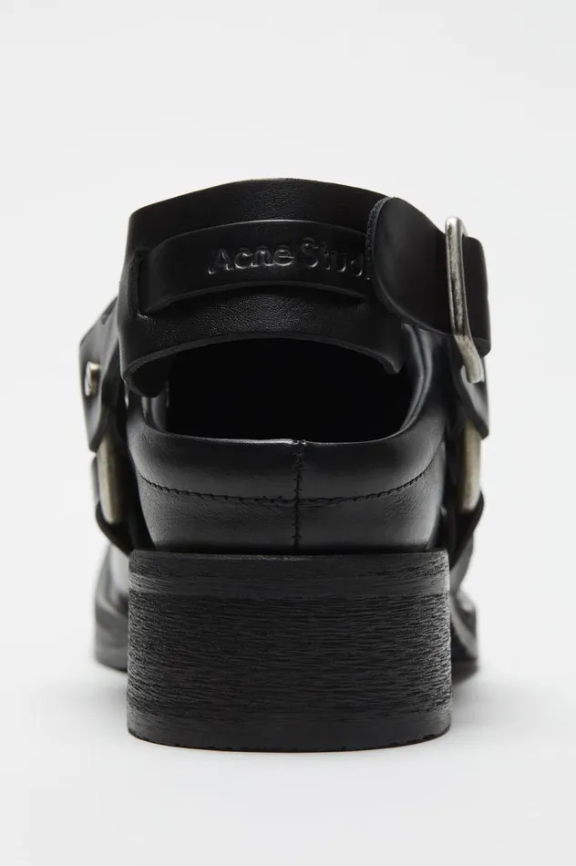 Acne Studios Leather Buckle Mule Black Women Shoes
