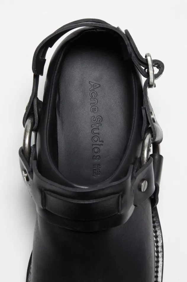Acne Studios Leather Buckle Mule Black Women Shoes