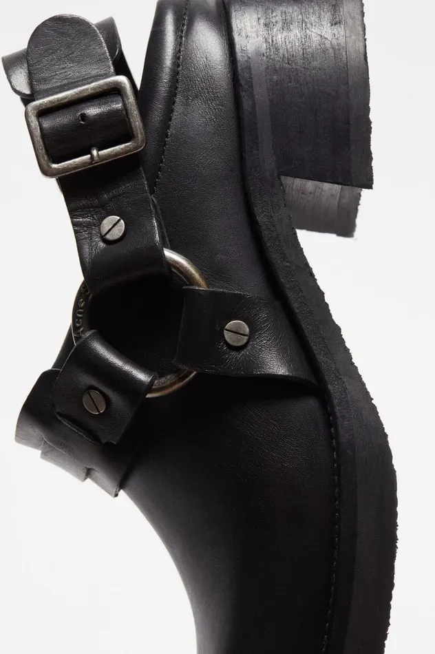 Acne Studios Leather Buckle Mule Black Women Shoes