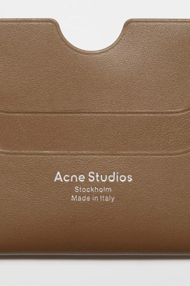 Acne Studios Leather Card Holder Camel Brown Men Small Leather Goods