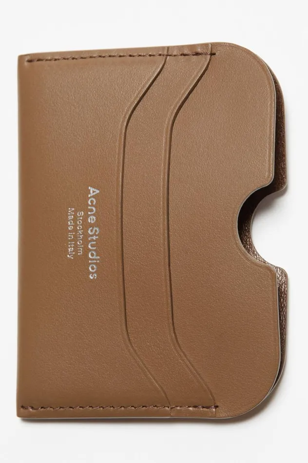 Acne Studios Leather Card Holder Camel Brown Men Small Leather Goods